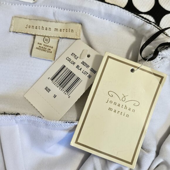 NWT JONATHAN MARTIN Black & White Sleeveless Knee Length Dress Size 16 - Picture 8 of 10